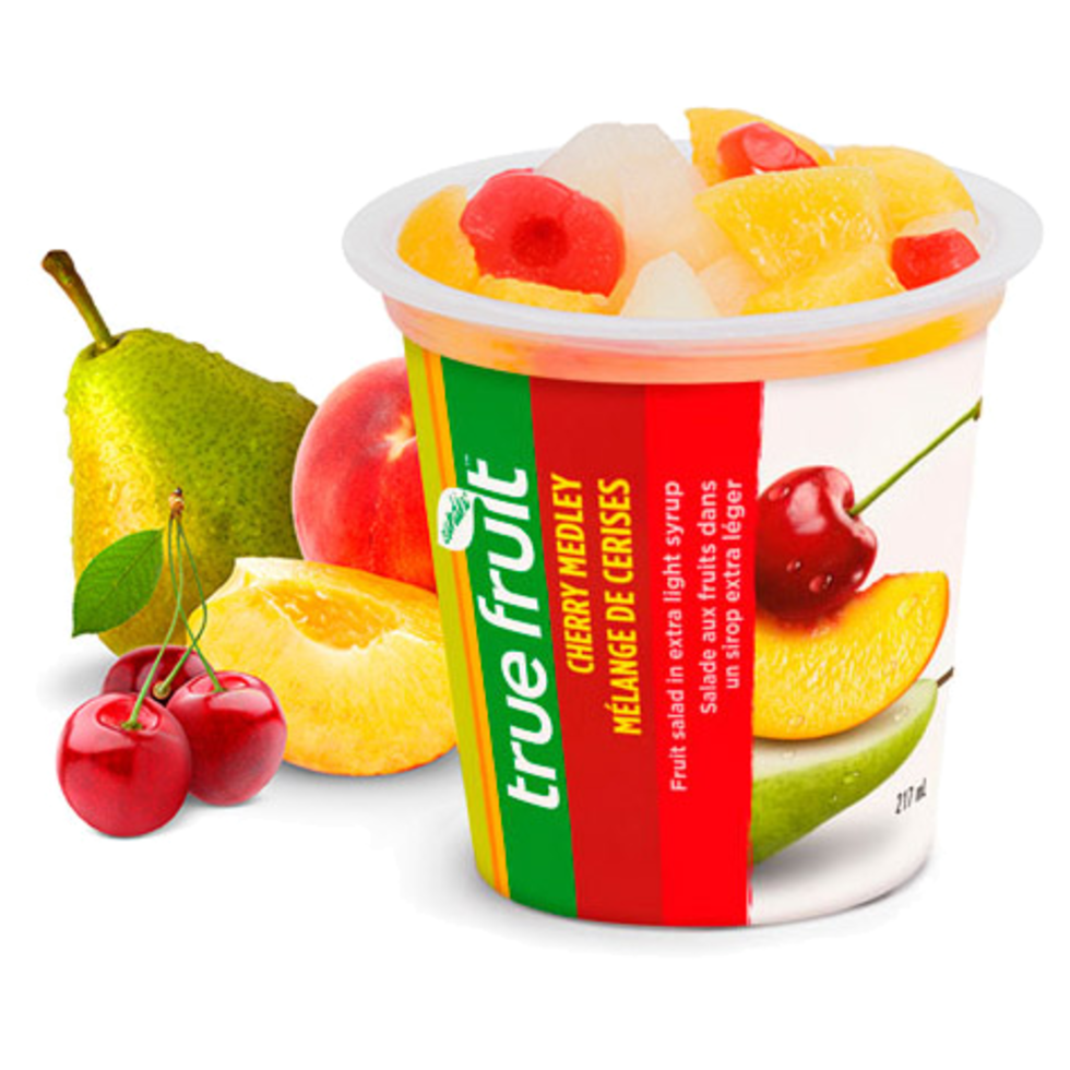 True Fruit Cherry Medley Fruit Cup in Extra Light Syrup 12x217mL