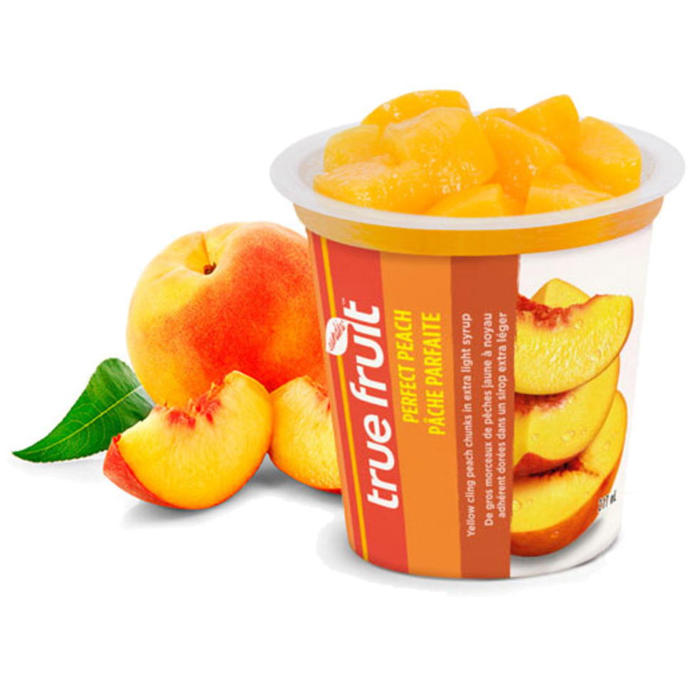 True Fruit Perfect Peach Fruit Cup in Extra Light Syrup 12x217mL