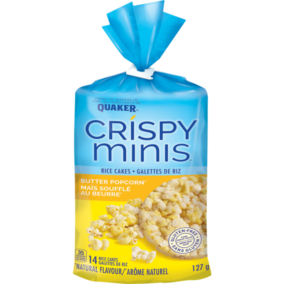 Quaker Crispy Minis Butter Popcorn Flavour Large Rice Cakes 12x127g Ontario Student