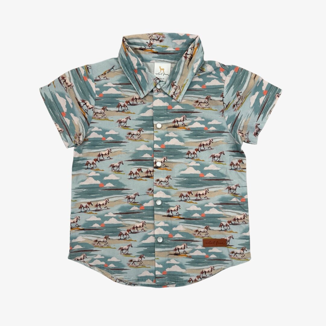 Sunset Button Down nash button down || eucalyptus sunset - Velvet Fawn